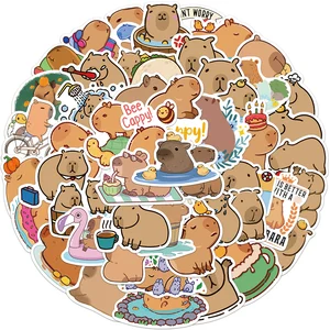 Capybara of cartoons adhesive, decal decoration, telephone diy, notebook, suitcase, laptop, refrigerator, children, 50pcs 12 Main Sales Sticker for Refrigerator - №2