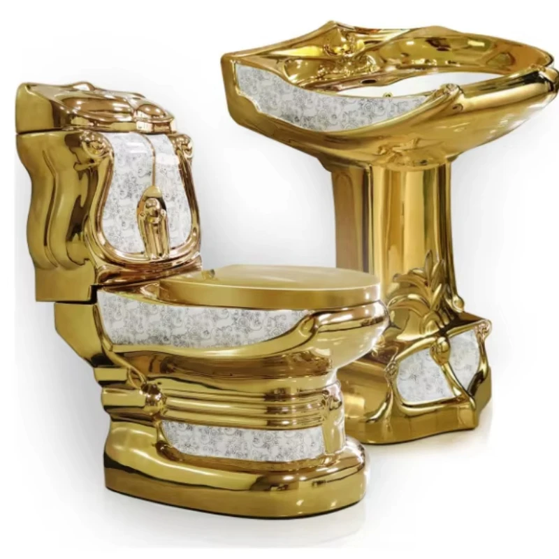 

Ceramic Gold Luxury Two-piece Toilet Dragon Basin