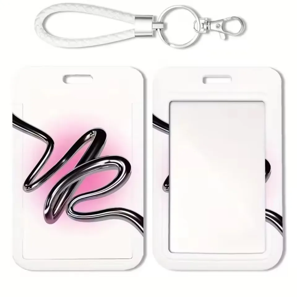 Custom Company Logo ID Card Holder DIY Personalized Pattern Badge Case With Braided Strap Keyring Bulk Order Gift Custom Cover