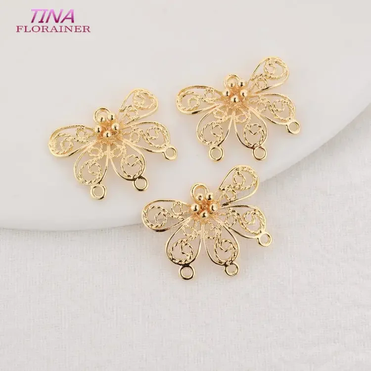 17.5×22MM 14K Gold Color Plated Butterfly 4 Holes Connect Charms Pendants Jewelry Making Supplies Diy Accessories