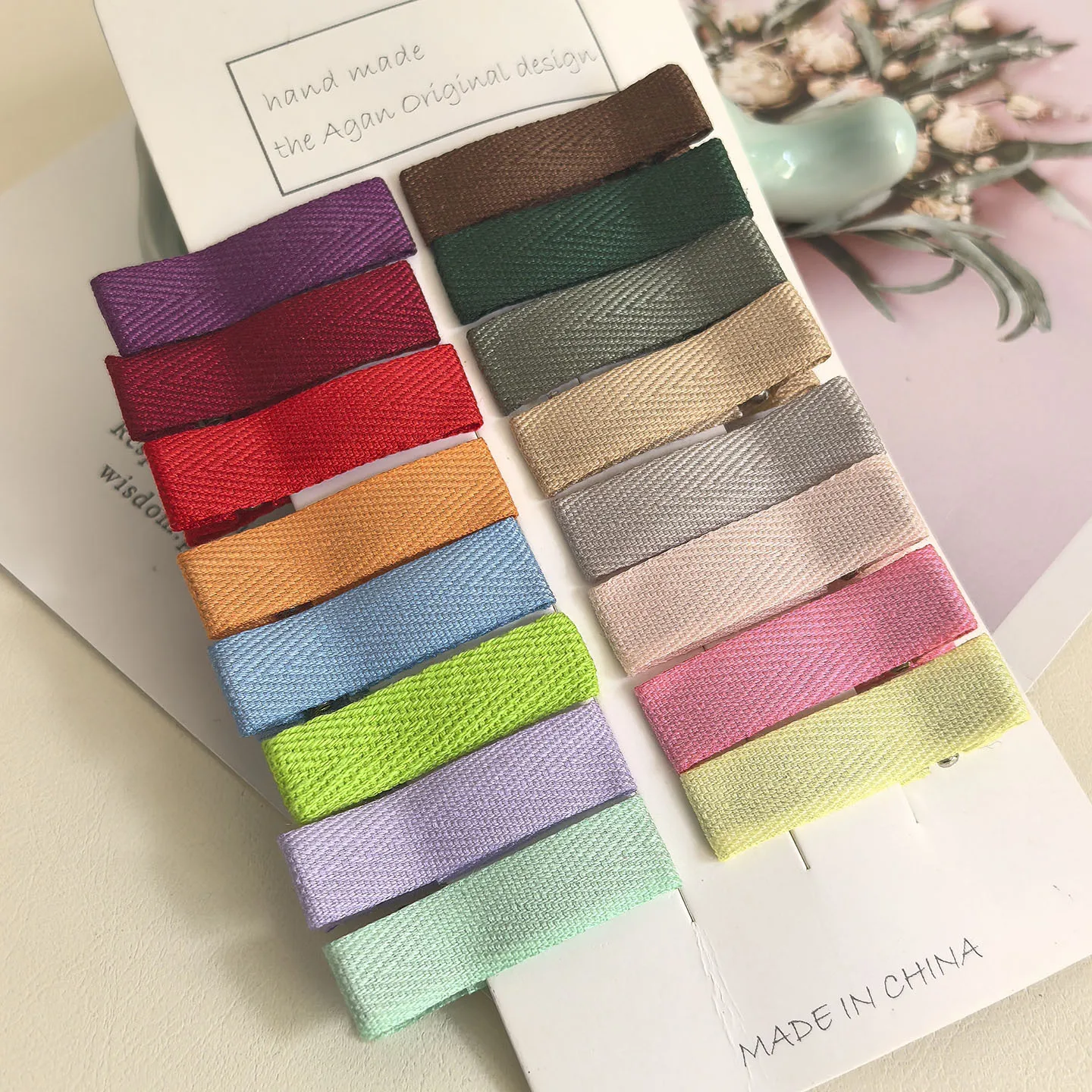 50PCS Herringbone‌ Ribbon covered BB Clips Fully Lined Alligator Clips Hairpins Double Prong DIY Hair Accessories 3.5CM