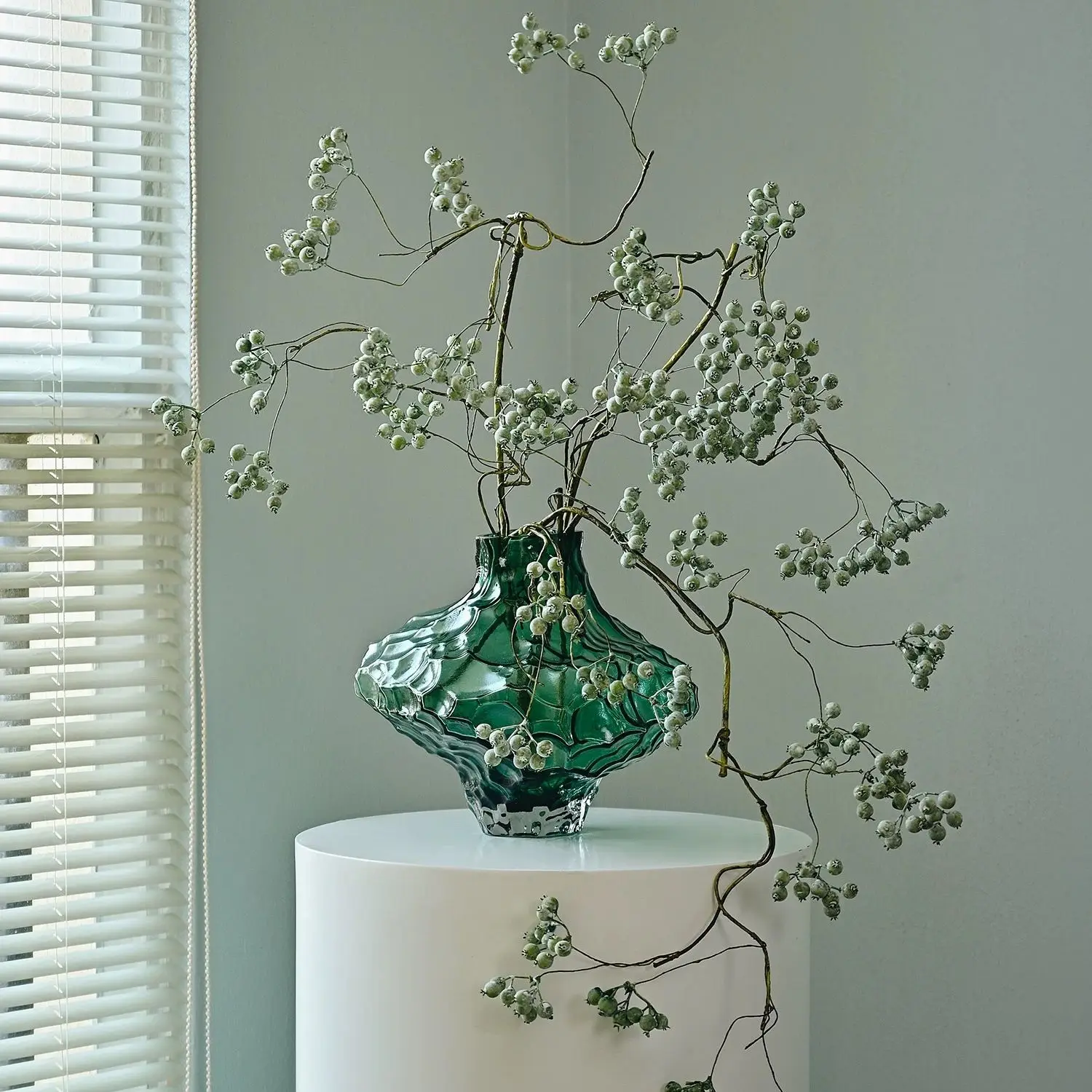 Florero de estilo antiguo, cristal de cañón grueso, creativo, sentido superior de la decoración del hogar, flor del valle