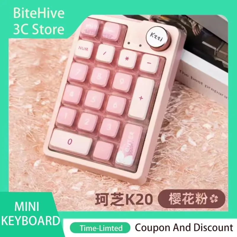 Kzzi K20 Mechanical Keyboard Mini Keypad Three Mode Bluetooth 2.4G Wireless 1000mAh Low Delay Custom Numpad Office E-sports