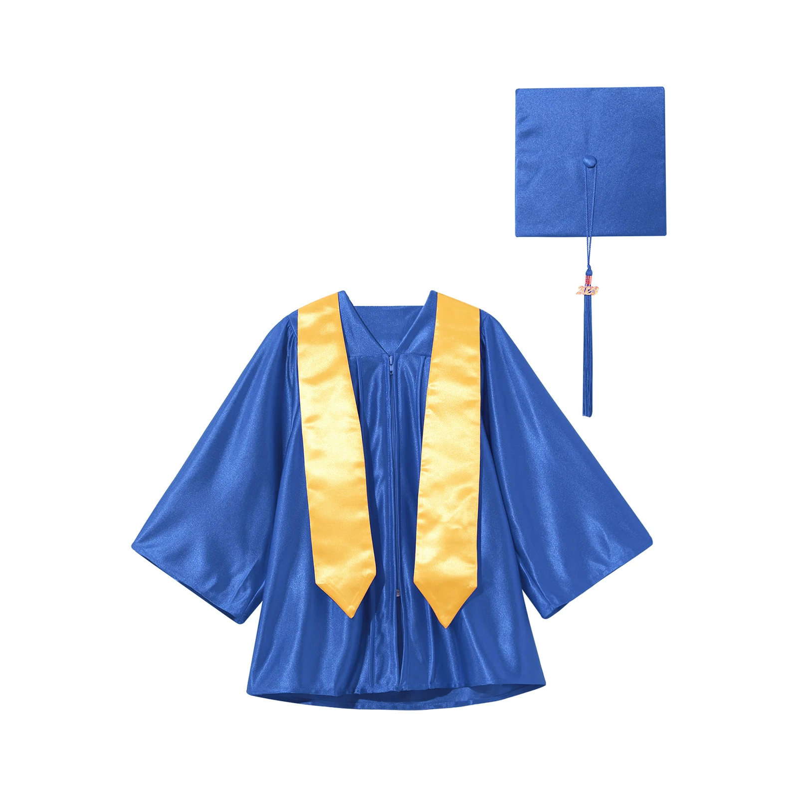 Conjunto de uniforme de graduación para niños, niñas y niños de guardería, gorra con insignia 2023, borla y faja de graduación, talla infantil