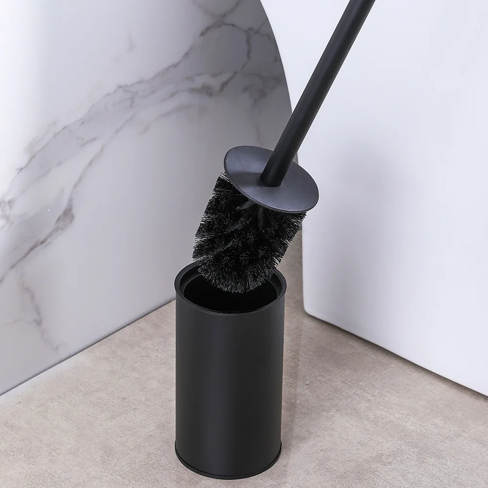 Circular type Stainless Steel Toilet Brush Black Bathroom Cleaning Brush Holder with Toilet Brush Wall Mount Seven color options