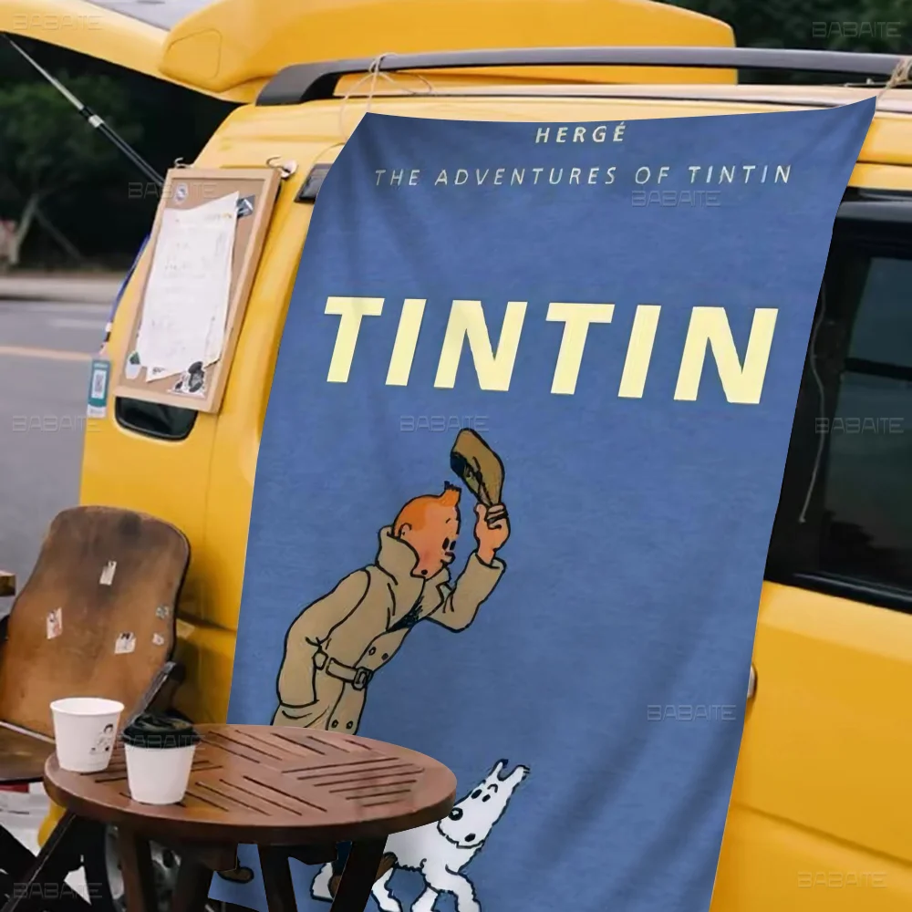 Tintins Adventure High End Quality Banner Printing Artistic Atmosphere Style Camping Flag