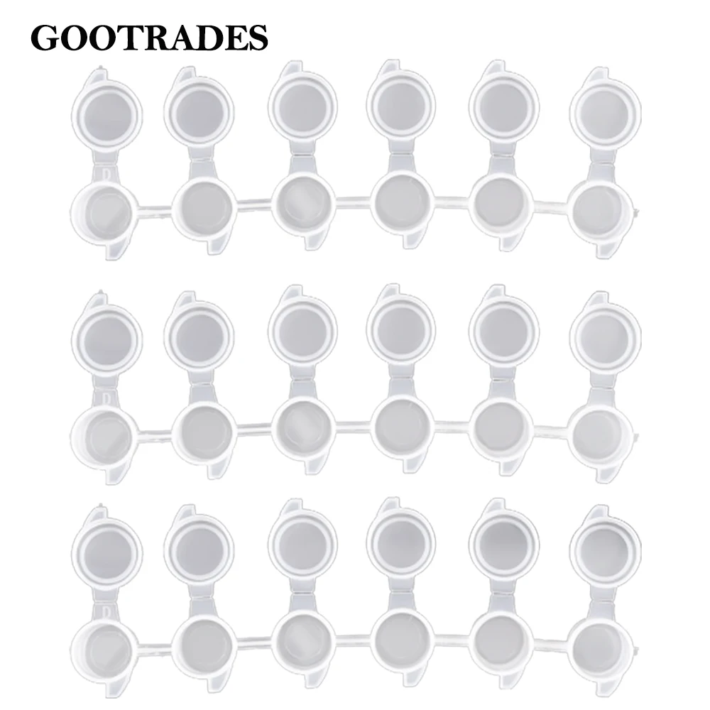 Empty Paint Strips 10 Strips 60 Pots 3-5ml Empty Paint Pot Pod Strips Arts Crafts Plastic Storage Containers for Schools Pigment