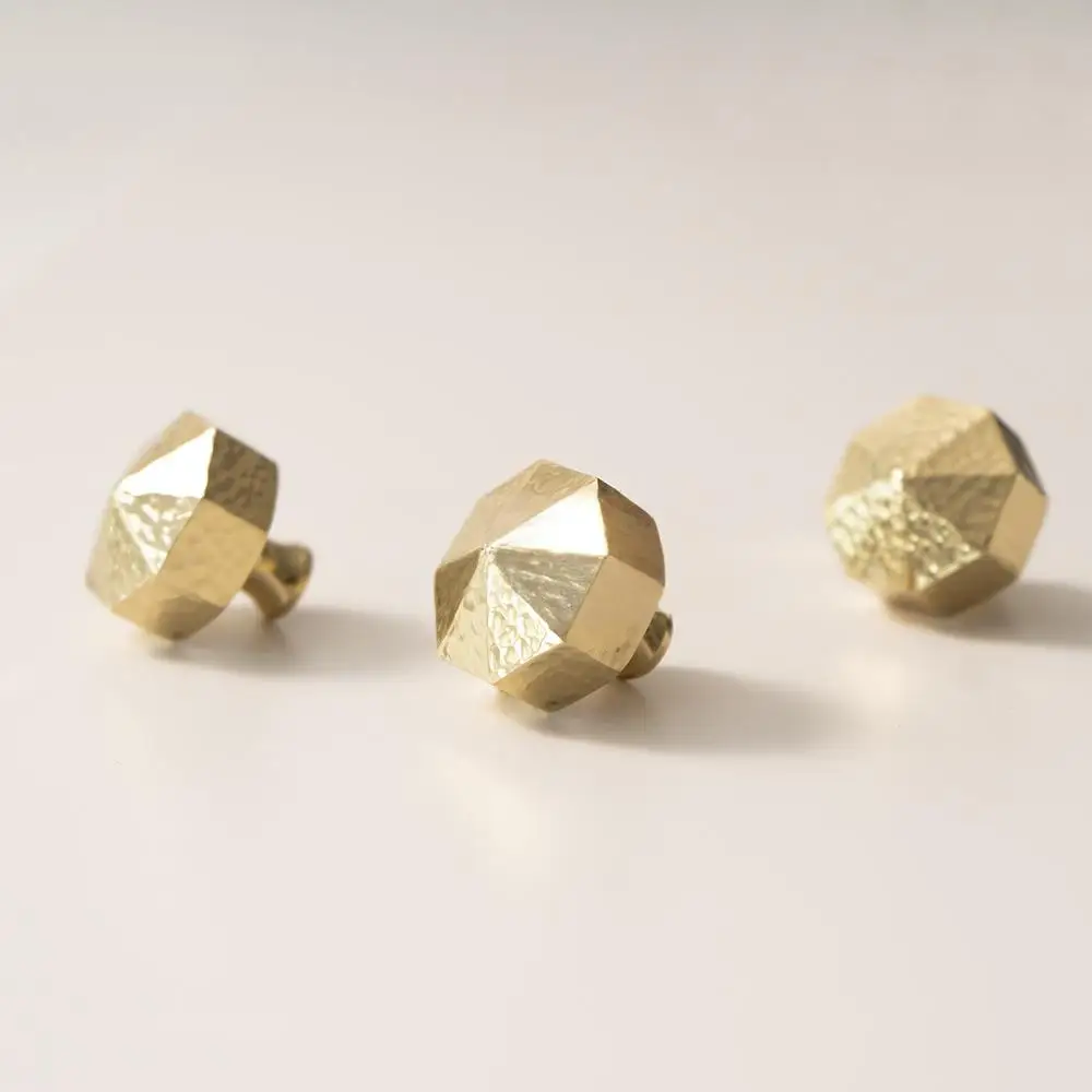 Hand Hammered OctagonBrass Cabinet Knob Furniture Wardrobe Closet Door Drawer Knob Furniture Hardware Cabinet Pull