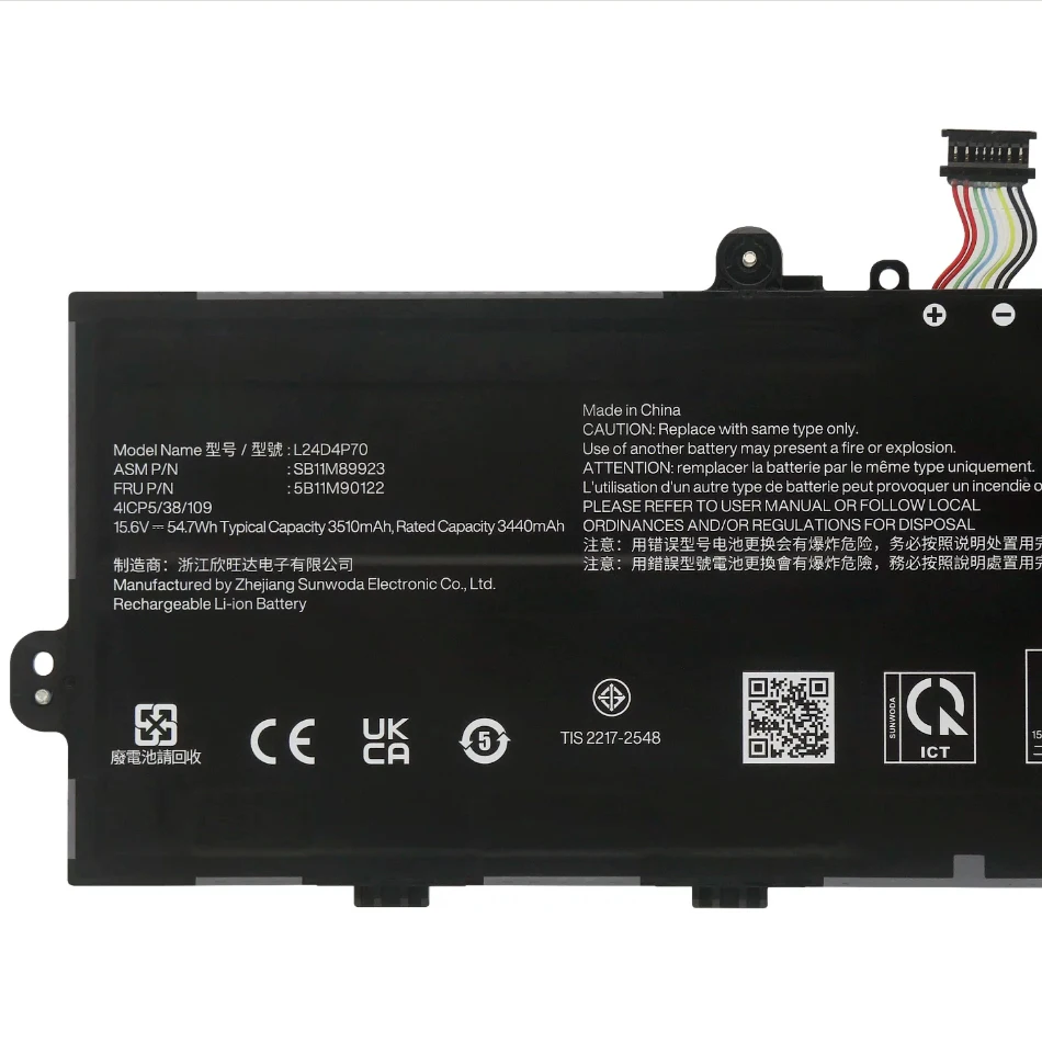 CP Laptop Battery L24D4P70 L24M4P71 15.6V/54.7WH/ 3510mAh For ThinkPad X13 Gen6 Series Notebook