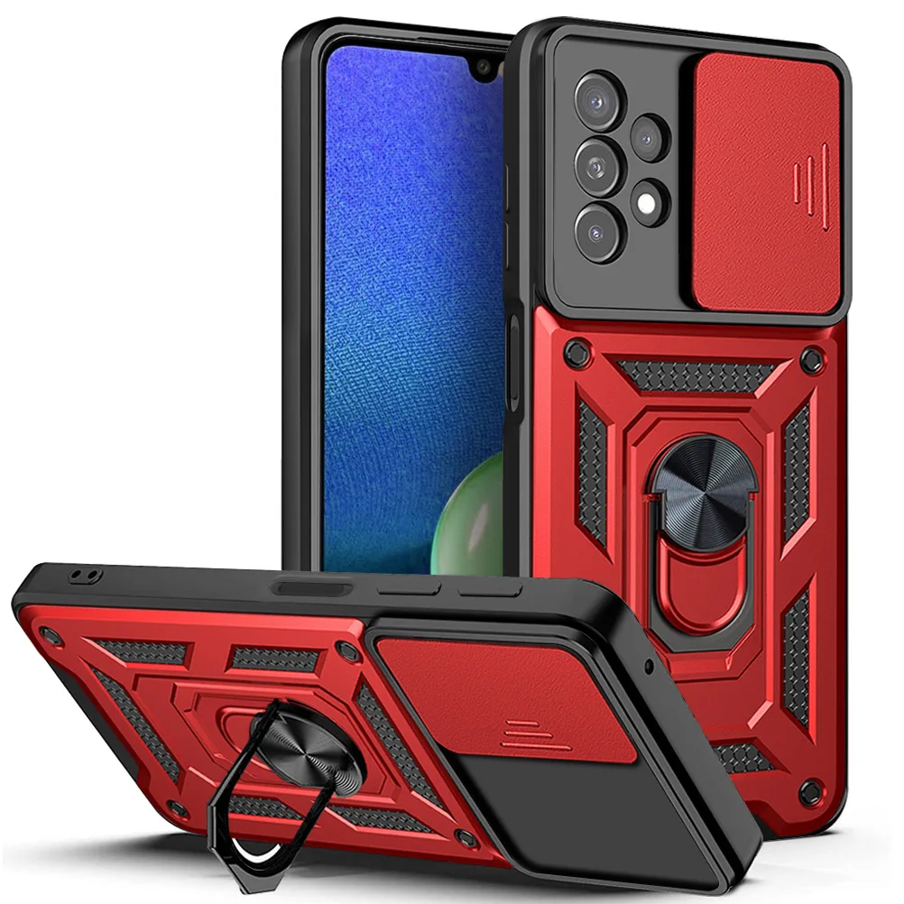 Armor Shockproof Case for Samsung Galaxy A13 4G A13-5G Phone Camera Lens Protective Magnetic Car Holder Ring Case Cover