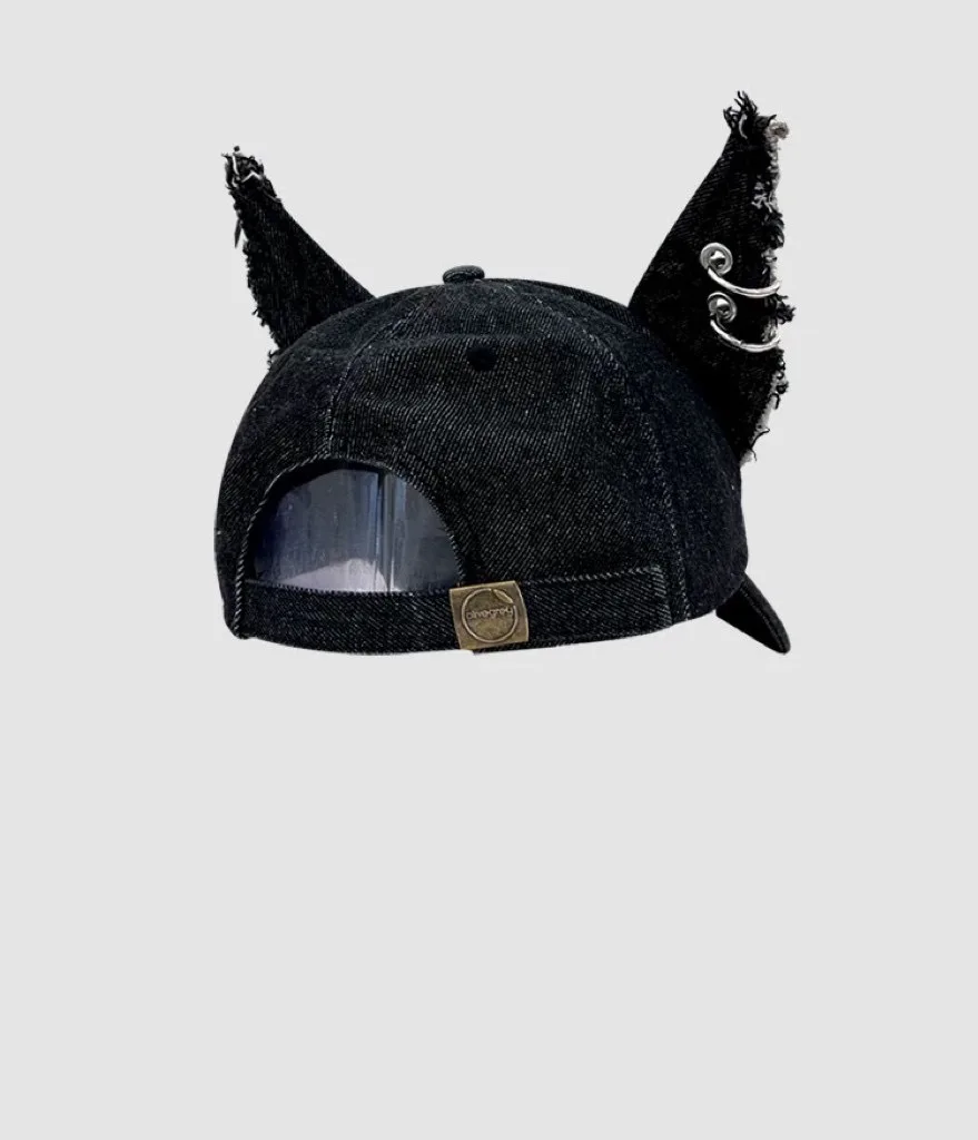 Junk style y2k Doberman Dog ears washed cowboy baseball cap Dark tie punk personality street cap tide