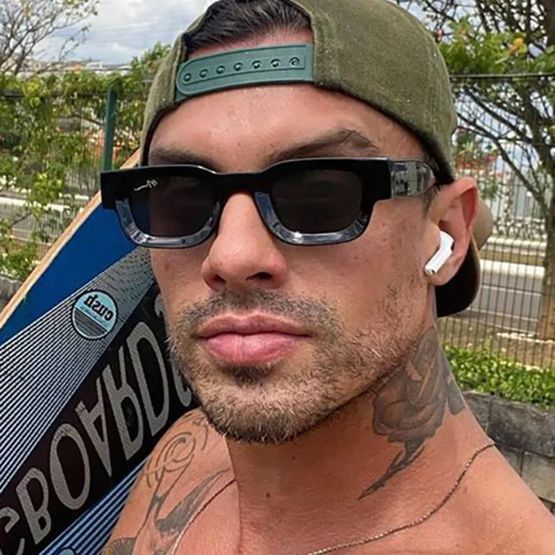 Fashion Travel UV400 Protection Sun Glasses Unisex Small Frame Concave Sunglasses Men Luxury Design Retro Hip-hop Punk Sunglass image 2