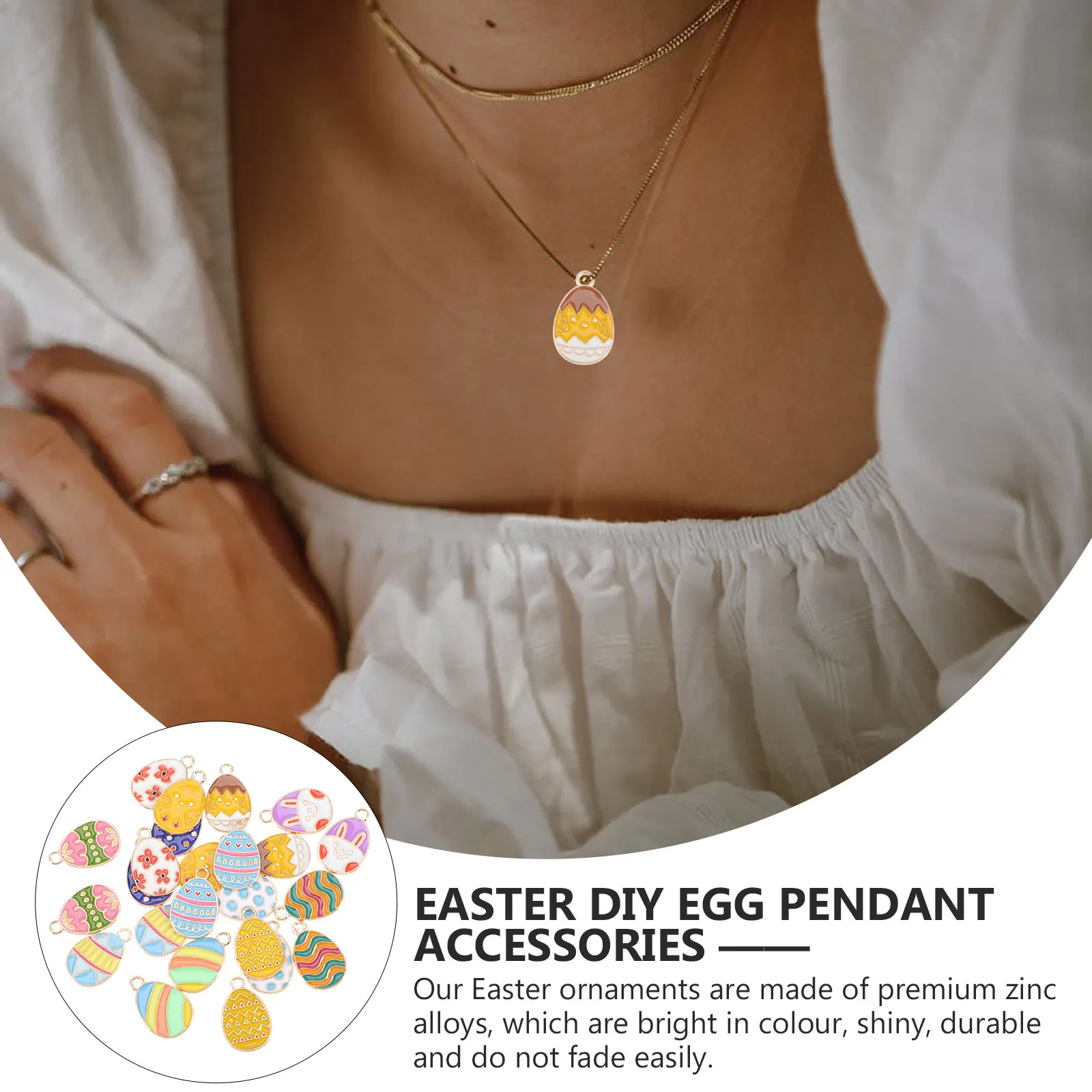 

24Pcs Fun Easter Pendant Charms Colorful Egg Bunny Chicken Jewelry Accessories