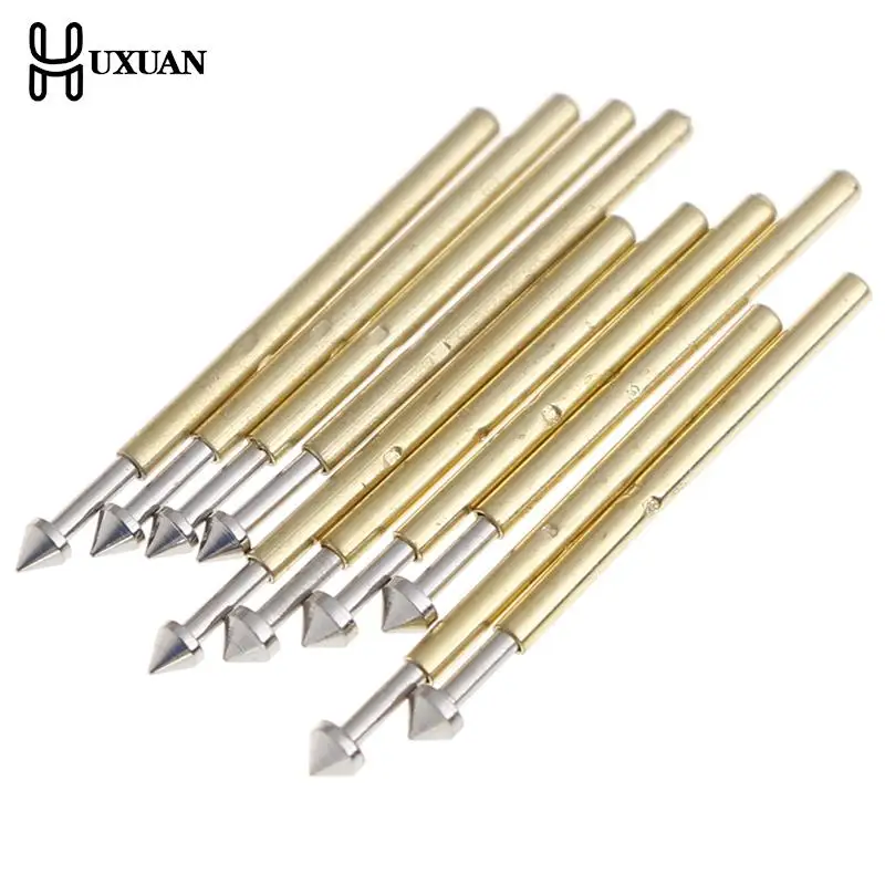 100pcs P75-E2 / P75-E3  Spring Test Probe Pogo Pin 1.3mm Conical Head Gold Plated 1.0mm Thimble