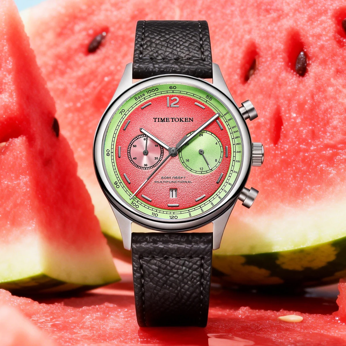 

TIME TOKEN Men's Quartz Watch Chronograph Sapphire Glass 50M Waterproof Luminous Date Stainless Steel Case Fashion Wristwatch