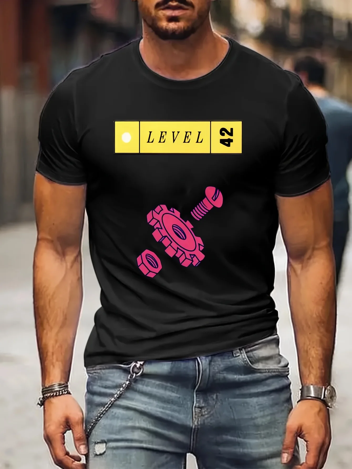 LEVEL 42 WORLD MACHINE Men's Tops T-Shirts For Girls Funny T-Shirt For Men Anime Men T shirt Printed T-Shirt B5021418