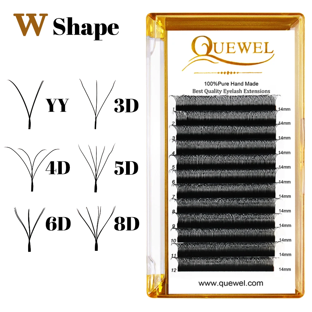 Quewel W Volume Eyelashes 3D/4D/5D/6D/8D Shape Eyelash Extensions Fans 8-14mm Curl New False Eye Lash Wholesale Makeup Tool