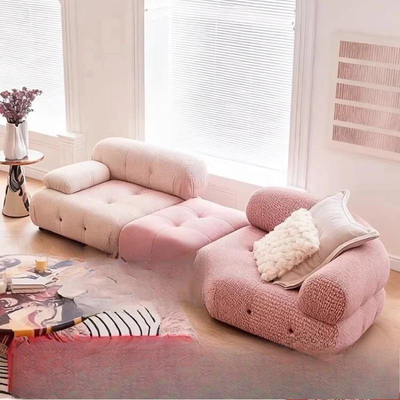 

Cream air-washed linen cotton and linen, fabric sofa modern small apartment, girl module free combination sofa