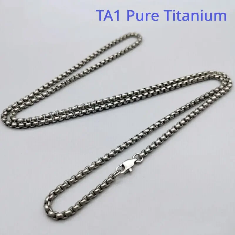 New Pure Titanium Box Chain Necklace 3mm Men's Unisex Non Allergic Skin Care Healthy Size Complete Lightweight and Anti Allergic