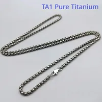 New Pure Titanium Box Chain Necklace 3mm Men's Unisex Non Allergic Skin Care Healthy Size Complete Lightweight and Anti Allergic