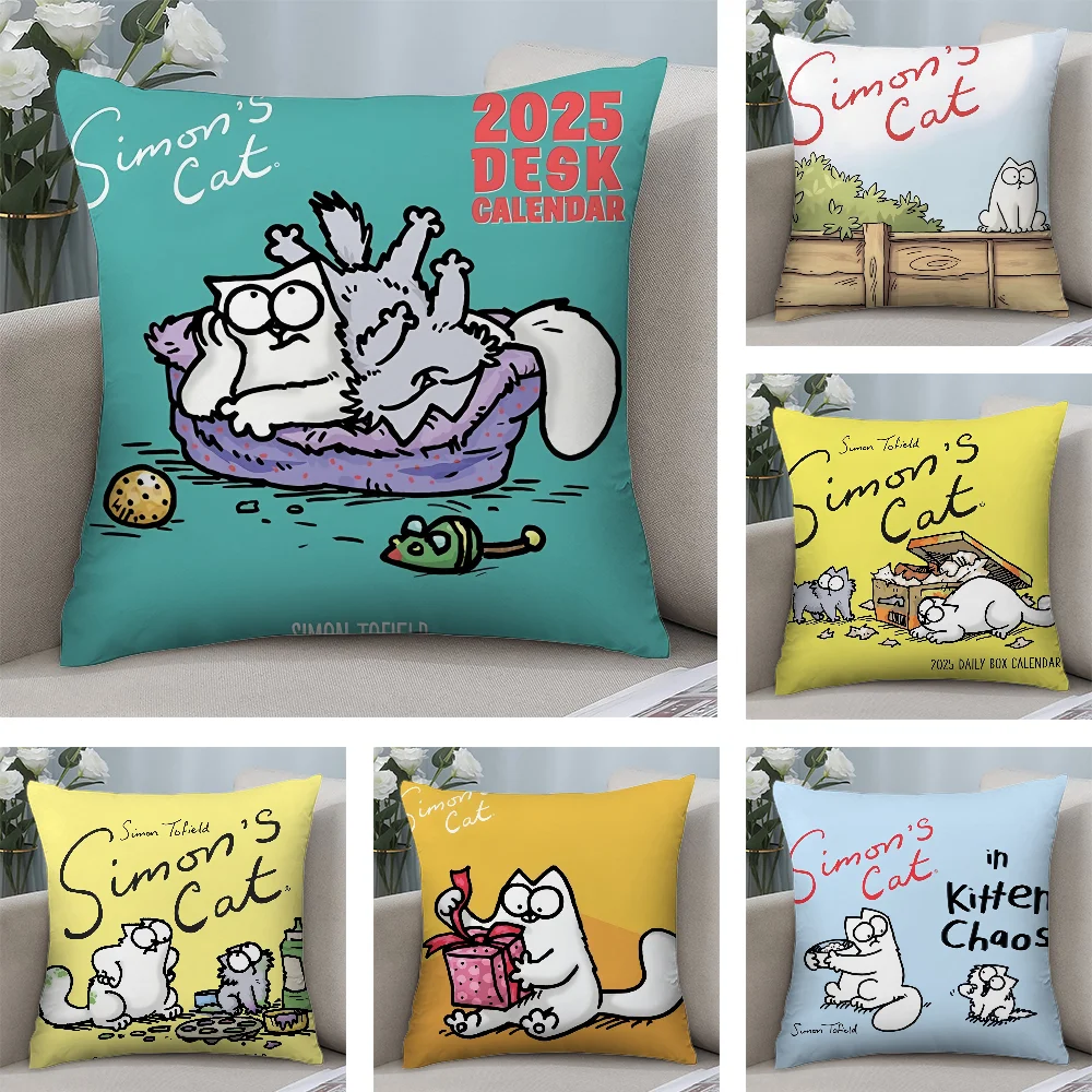 

Cartoon S-Simons-Cat Pillow Case Short Plush Pillow Covers Sofa Decorative Gift Home Double-sided Printing Cushion Cover
