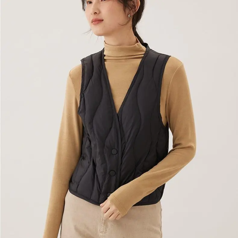 

2023 Autumn/Winter New Vest Women's Korean Loose Casual Down Vest Women's V-neck Tank Top knit vest