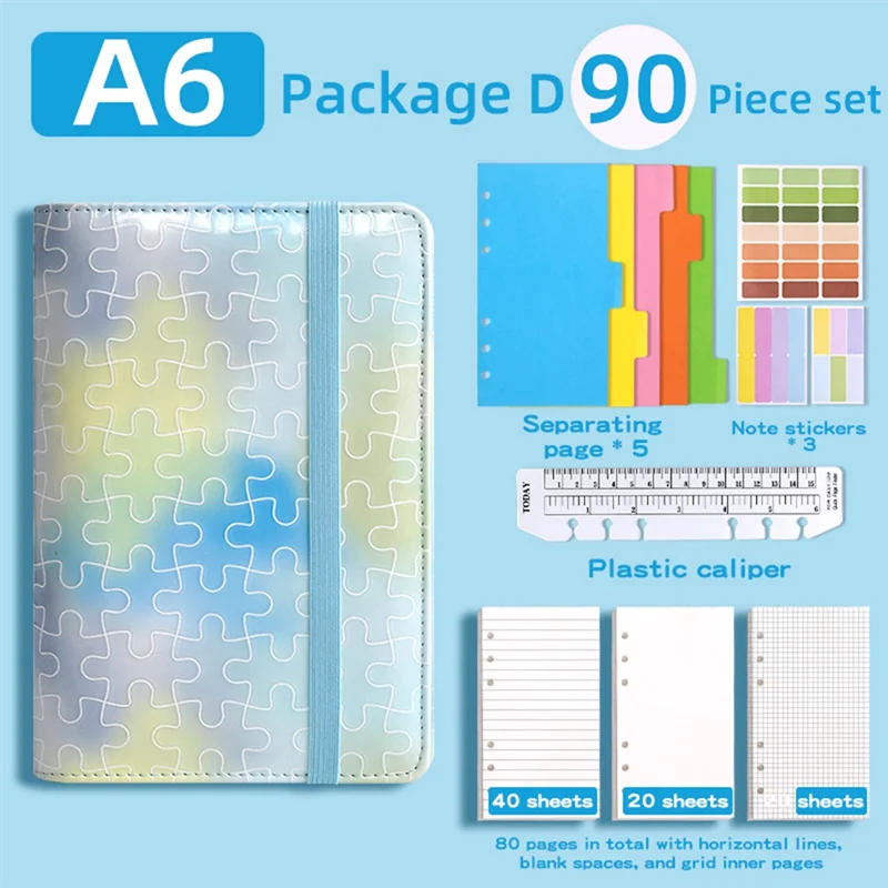 E-Easy To Use-A6 6 Ring Budget Binder, Notebook Binder Cover , Loose Leaf Personal Planner Binder With Magnetic Buckle Closure P