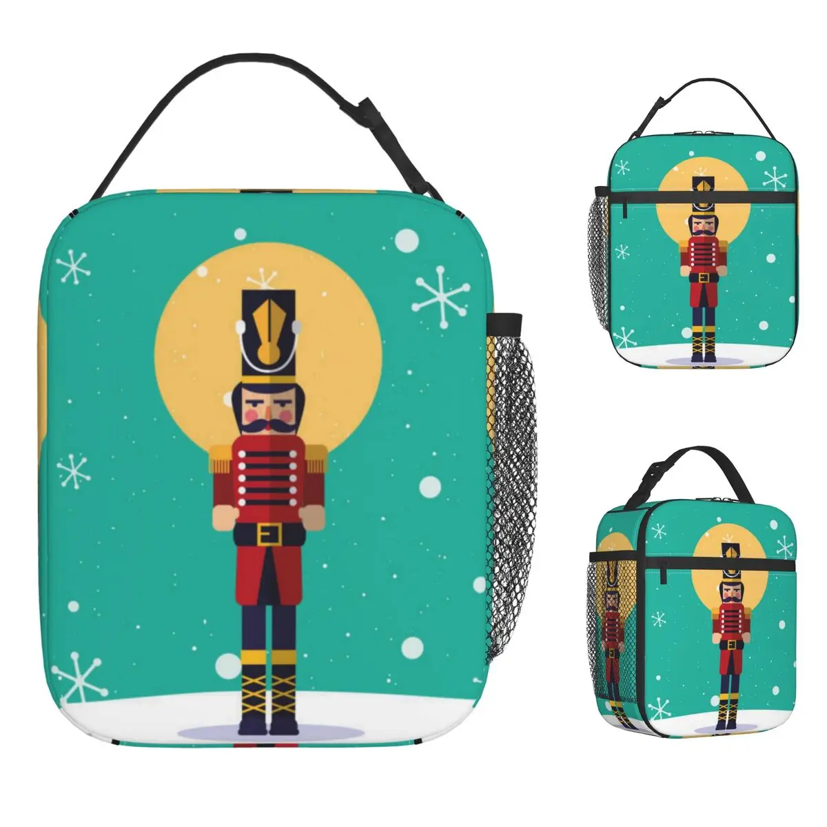 عيد الميلاد كسارة البندق الغداء حقيبة مريحة الغداء مربع للجنسين نزهة طباعة حقيبة للحفاظ على البرودة Kawaii أكسفورد حمل أكياس الغذاء