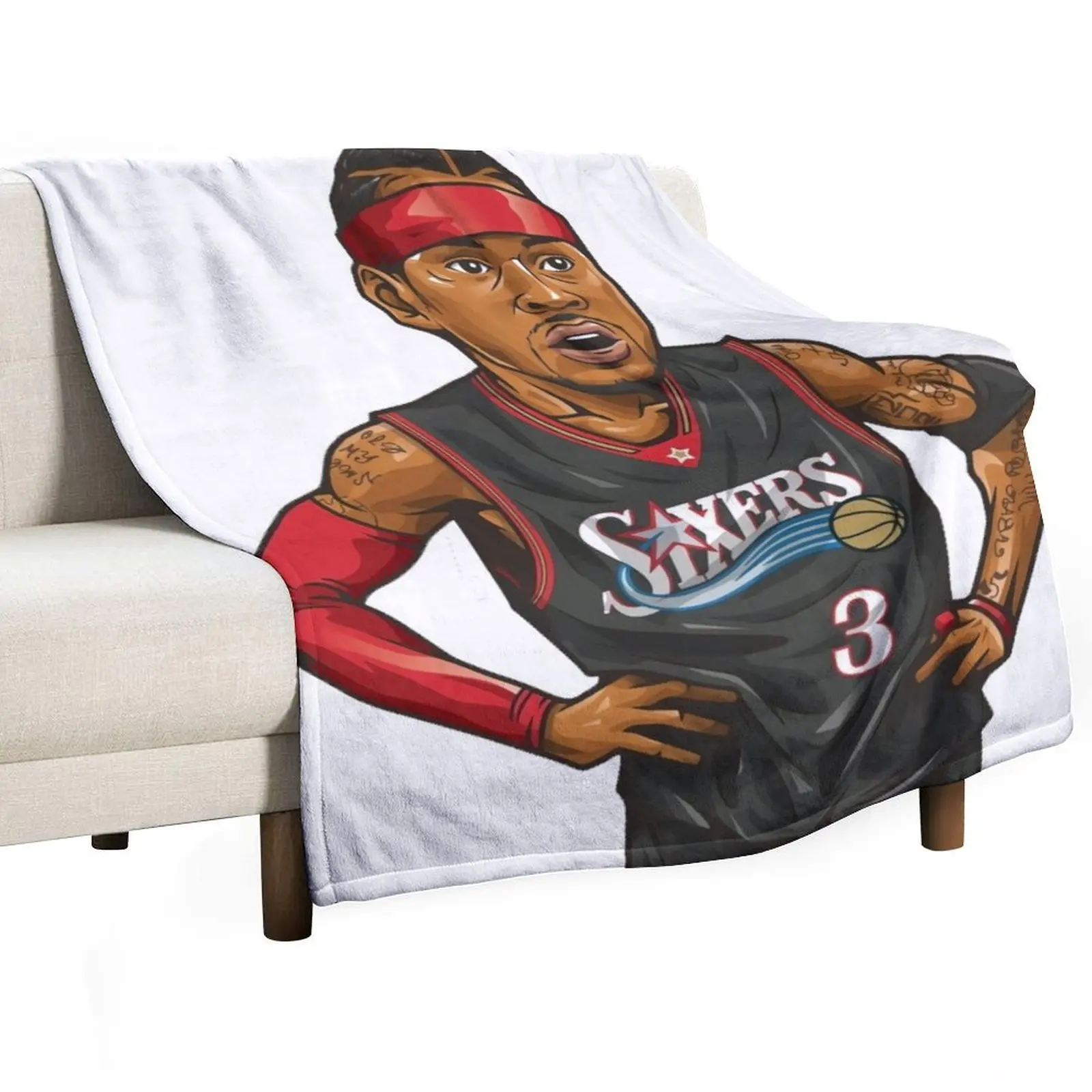 Allen Iverson 3 Art Chibi Throw Blanket Soft Plush Plaid cosplay anime Extra Large Throw Thins Loose Bed Blankets