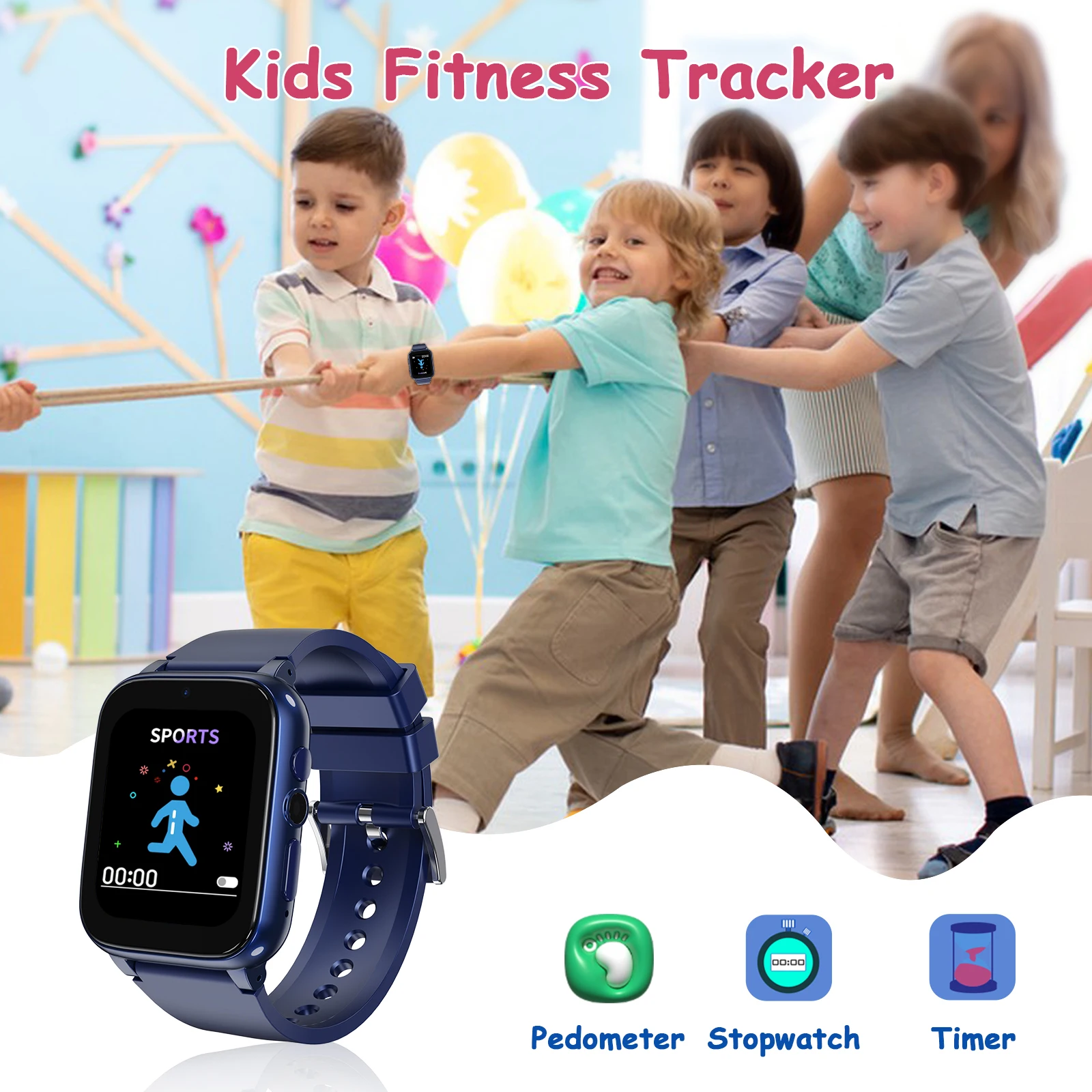 1.69\'\' Smart Watch for Kids 4-12 Years Boys Girls, 26 Puzzle Games,HD Camera ,Video  Music Player ,Pedometer,Flashlight