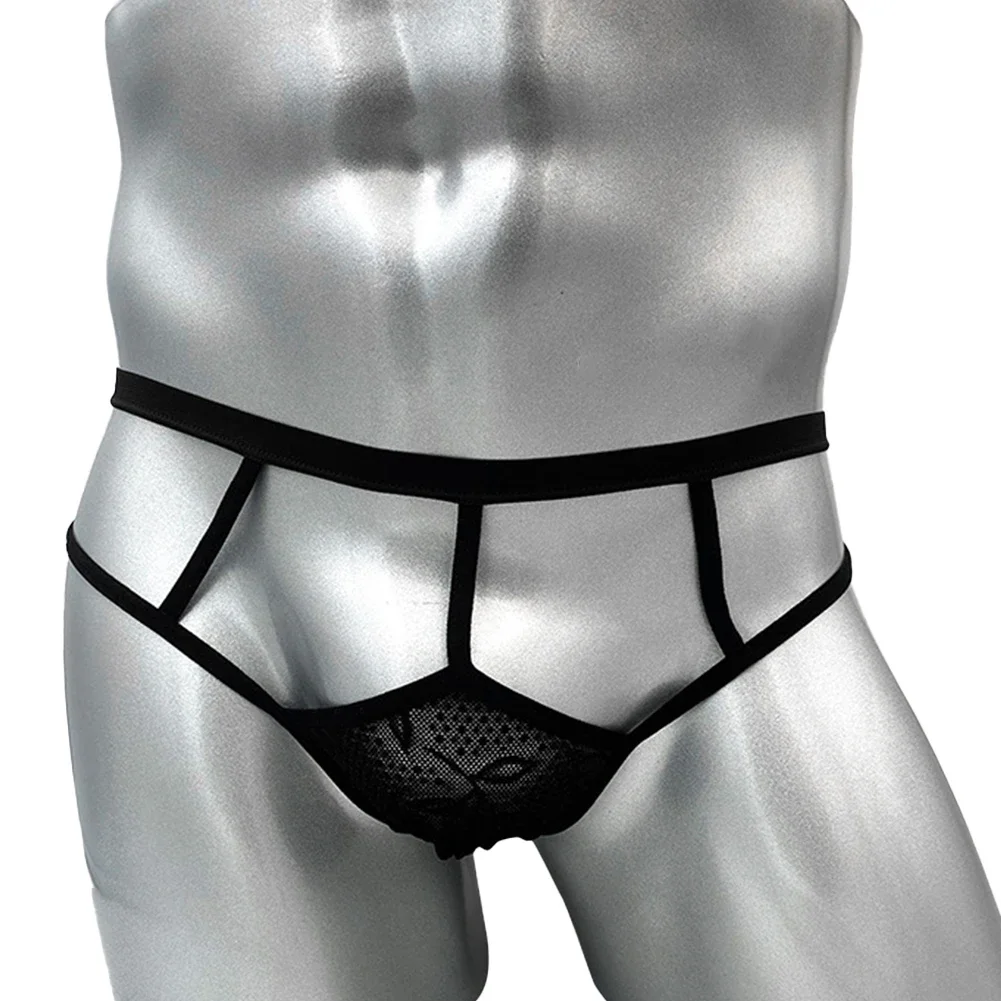 

Men Sheer Mesh Thong Briefs Sexy Hollow Out See Through G String Underpants Low Rise Knickers Open Butt Temptation Lingerie