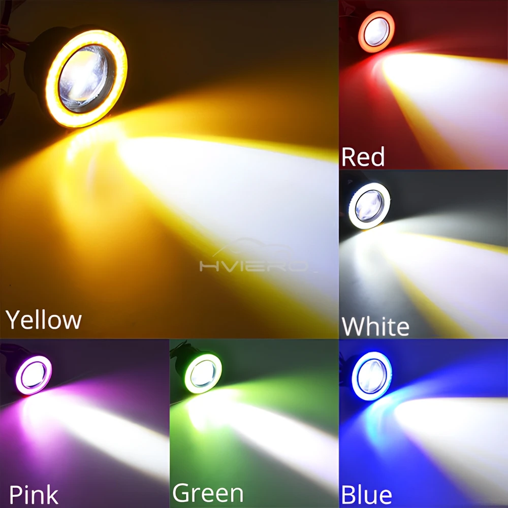 عيون الملاك COB LED لمبة أضواء الضباب السيارات 64 مللي متر 76 مللي متر 89 مللي متر العالمي النهار مصباح جيد الإضاءة أبيض أحمر أزرق المصباح 30 واط DC12V تعديل #3