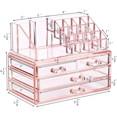 12 best sales गुलाबी मेकअप आयोजक - №1