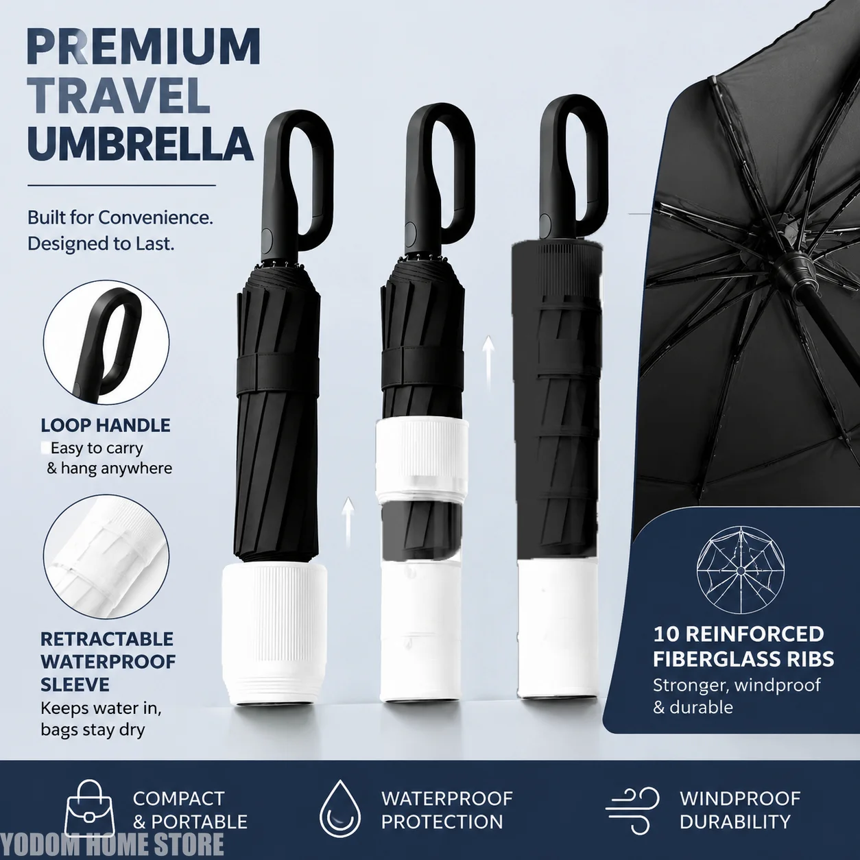 New Ten Double Skeleton Ring Buckle Handle Uv Umbrella with Waterproof Cover Automatic for Sun Rain Paraguas Car