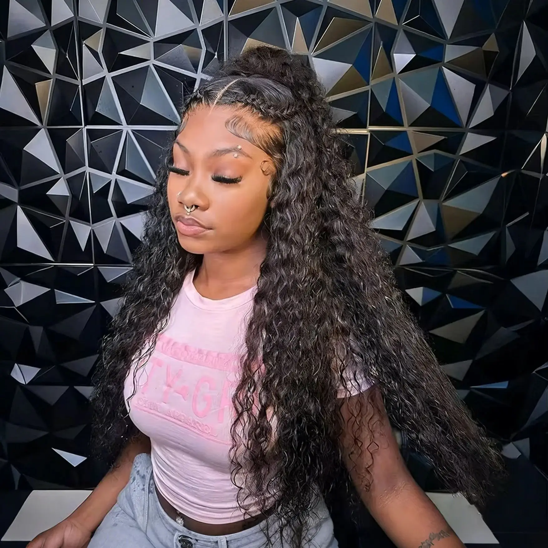 

Black Water Wave Lace Frontal Pre Plucked Wig Human Hair 40 Inch Deep Wave 13x4 13x6 Culry Hd Lace Front Brazilian Wig For Women