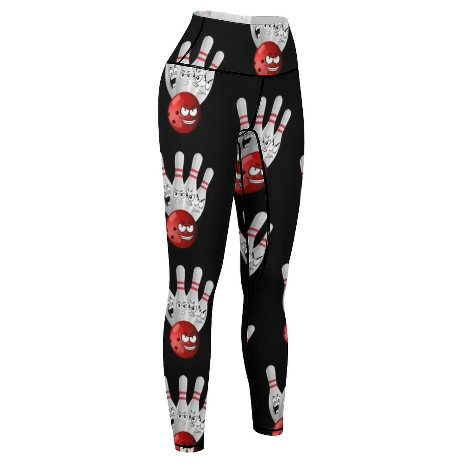 FunnyBowling ball evil face and Angry Bowling pins target Leggings sport pants Legging sexy woman Womens Leggings