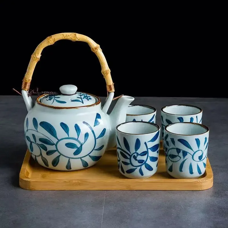 Yamada Japanese-style Hand-painted Under-glaze Coloured Teapot Set with Pot and Cups Tea Set  Thanksgiving