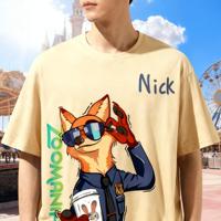 2025 New Disney Zootopia  Judy Nick Print Pure Cotton T-Shirt Casual and Breathable Crew Neck Suitable for Both Men and Women