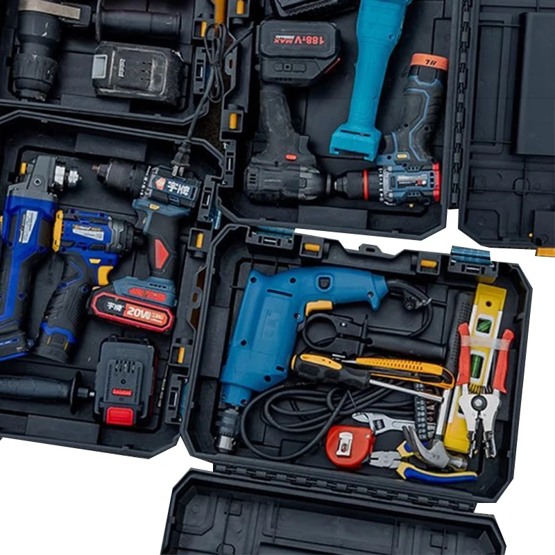 Cassetta degli attrezzi impilabile 1 pz Custodia rigida in plastica grande Cassetta degli attrezzi Cassetta degli attrezzi portatile sicura Valigia Cassette degli attrezzi per garage con costruzione resistente