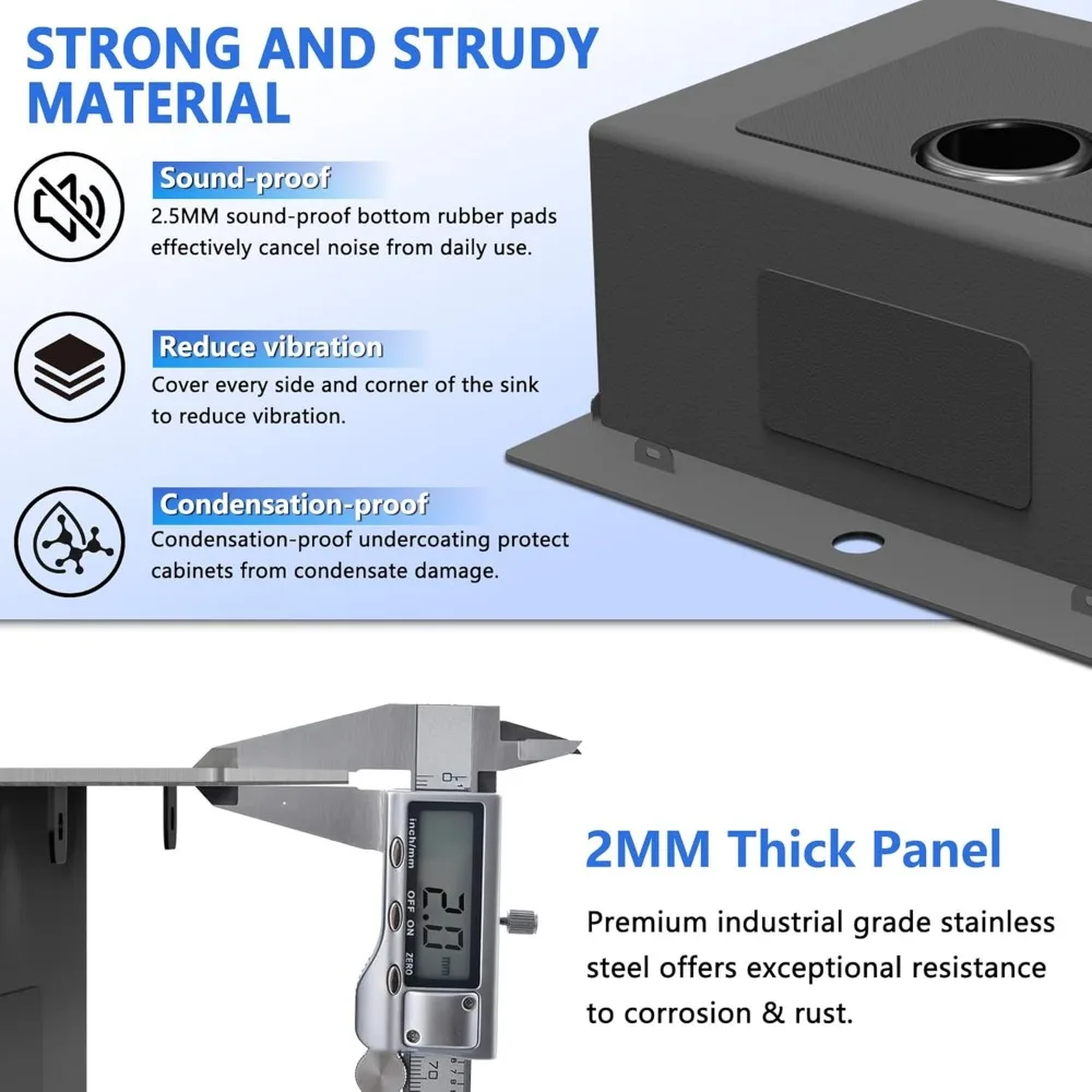 حوض مطبخ بوعاء واحد من الفولاذ المقاوم للصدأ - حامل علوي مقاس 25 × 22 بوصة مقاس 18 مع شبكة للمطابخ الحديثة