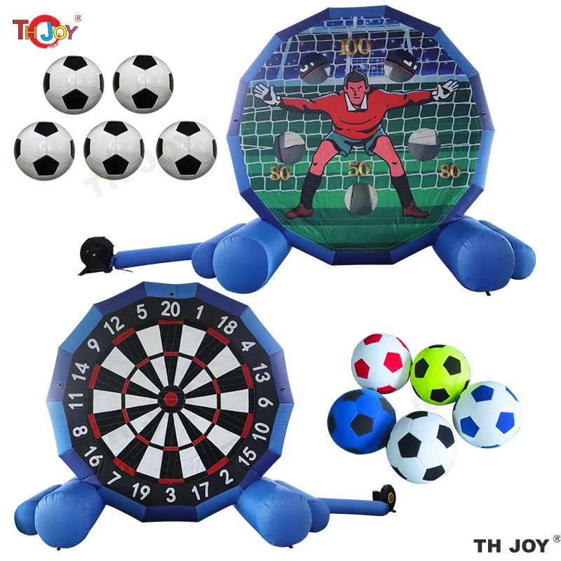 

5mH Double Sides Foot Dart Inflatable Football Dart Board With 5 Sticky Soccer Balls Giant Foot Kicking Ball Sports Target Games