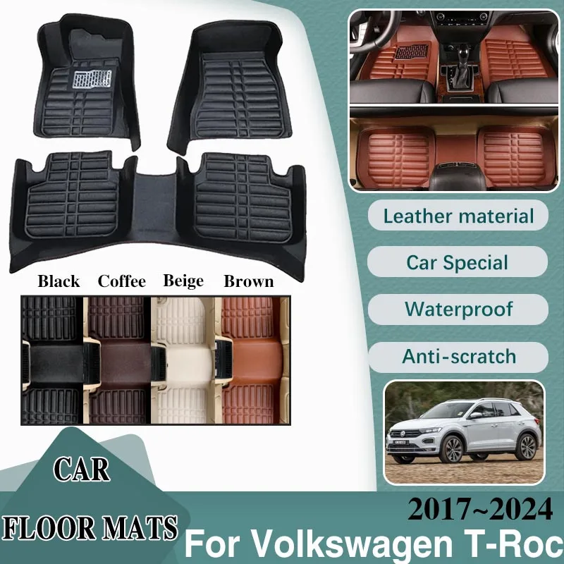 

For Volkswagen VW T-Roc R-Line A11 D11 Accessories 2017~2024 Car Foot Part Custom Floor Mats Leather Panel Liner Carpet Interior