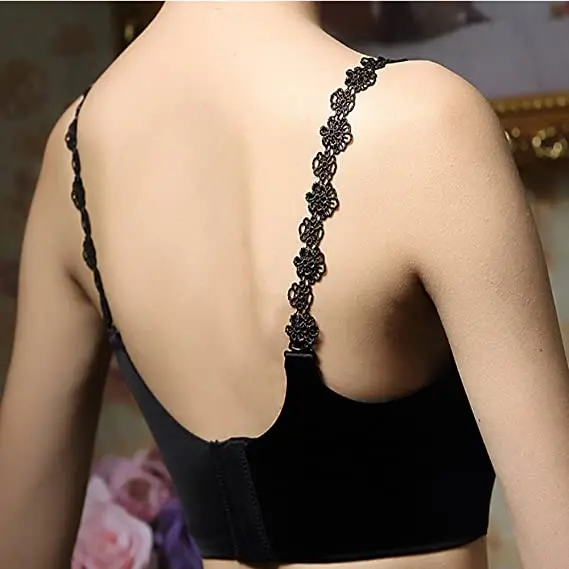 1Pair Women Non-Slip Bra Straps Flower Lace Adjustable Shoulder Strap Fashion Bras Buckles Female Lingerie Underwear Accessories