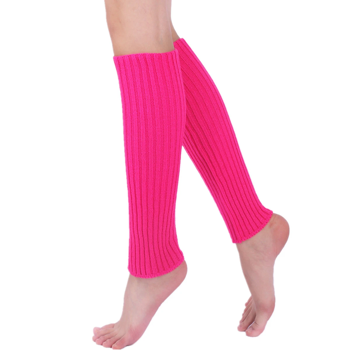 Calentadores de piernas de Color liso para mujer, calcetines térmicos hasta la rodilla para botas, calcetines de punto sin pies, cálidos, Otoño e