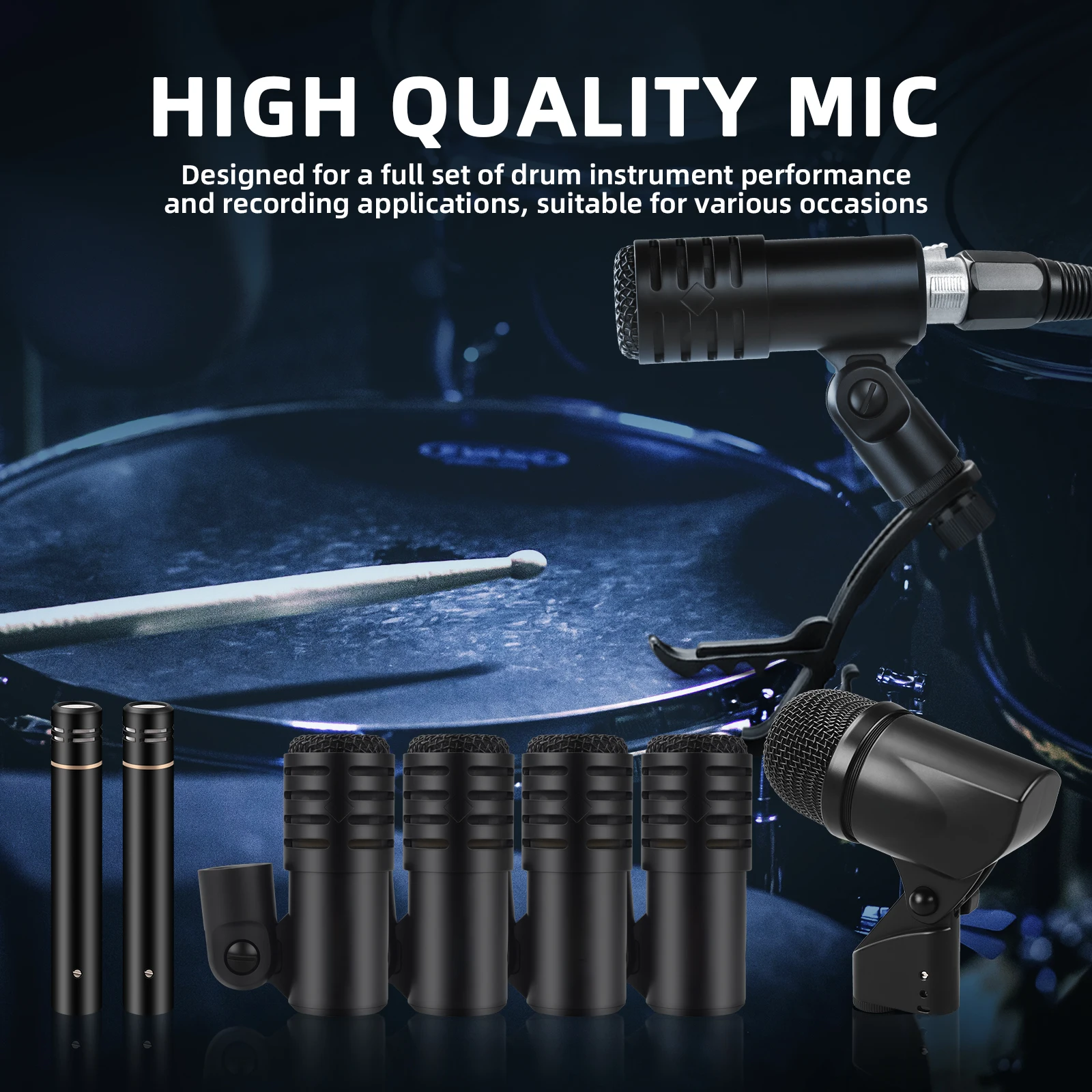 DG7 Dynamic Wired Drum Microphone Set Evolution Series Professional Snare Mic Kit with Clip Arm Mount
