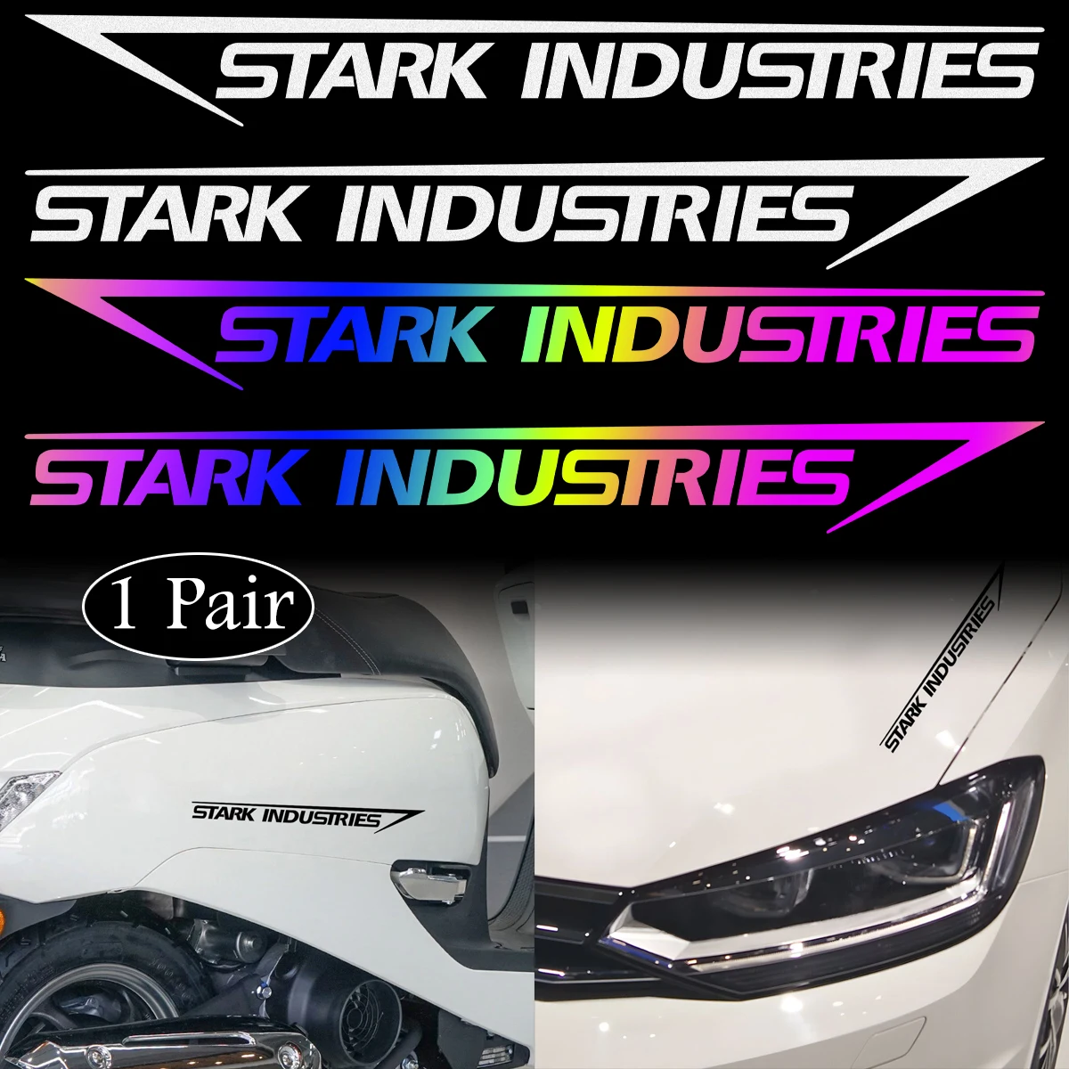 1 Paar Stark Industries Autoaufkleber Motorrad Roller Moto Körper Kraftstofftank Vinyl Aufkleber Zubehör für Z900 MT07 703F 368G