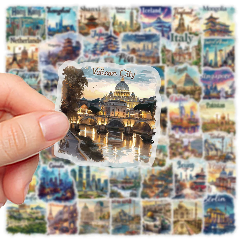 10/50 stuks Cool Global Travel City Landscape Stickers Decals DIY Telefoon Laptop Gitaar Briefpapier Skateboard Speelgoed Waterdichte Sticker