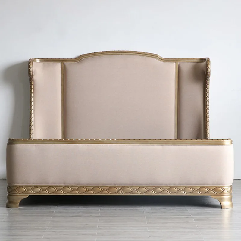Wooden Bed Frame Large Deluxe Gold Wooden Bed Frame King Leather Wooden Bed Frame