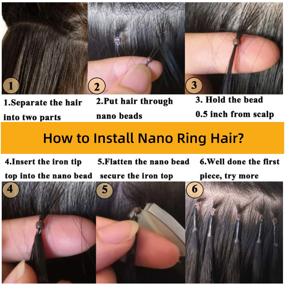 Micro Bead Human Hair Extensions Invisible Non-remy Real Human Hair 50 strands Natural Black Brown Blonde Nano Rings Hair