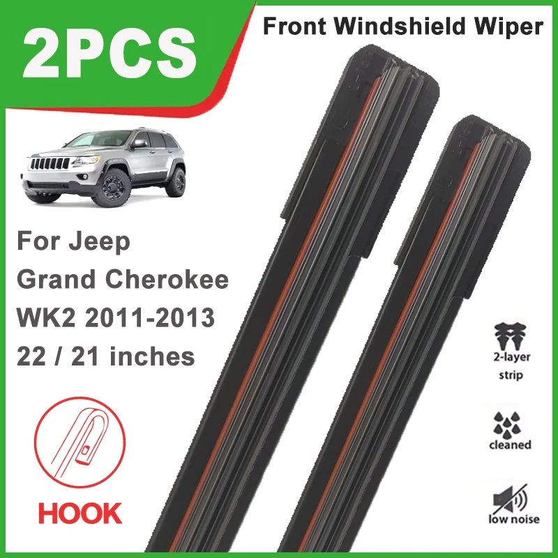 

22"+21" Double Rubber Front Wiper Blades, Durable Windscreen Windshield Replacement Part For Jeep Grand Cherokee WK2 2011-2013